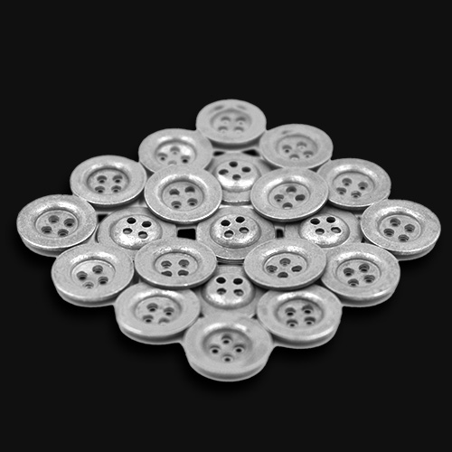14129 Sullivans 14mm Round Metal Button 4 Hole - Silver - 44 In A Tube