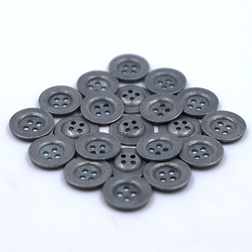 14130 Sullivans 14mm Round Metal Button 4 Hole - Gunmetal Grey - 48 In A Tube