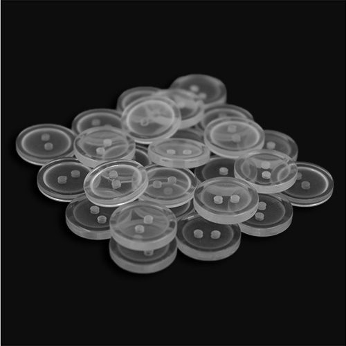14156 Sullivans 15mm Round Plastic Button 2 Hole - Clear - 218 In A Tube