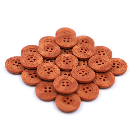 14319 Sullivans 18mm Round Plastic Button 4 Hole - Crater Effect - Terracotta - 32 In A Tube