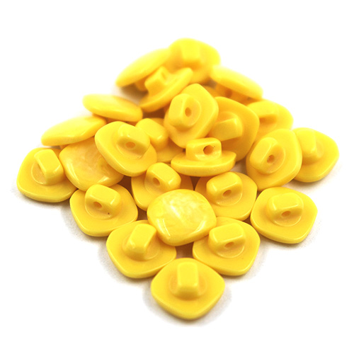 14333 Sullivans 10mm Rounded Edge Square Plastic Shank Button- Marble Effect - Yellow - 25 In A Tube