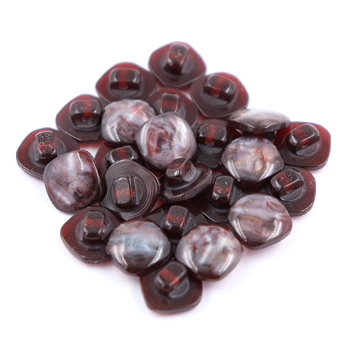 14335 Sullivans 10mm Rounded Edge Square Plastic Shank Button- Marble Effect - Plum - 25 In A Tube