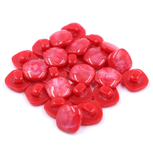 14336 Sullivans 10mm Rounded Edge Square Plastic Shank Button- Marble Effect - Hot Pink - 25 In A Tube