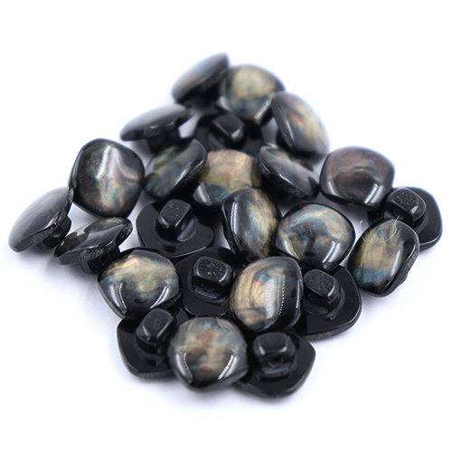 14338 Sullivans 10mm Rounded Edge Square Plastic Shank Button- Marble Effect - Multi Blue - 25 In A Tube