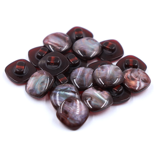 14345 Sullivans 13mm Rounded Edge Square Plastic Shank Button- Marble Effect - Plum - 20 In A Tube