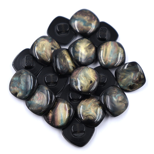 14348 Sullivans 13mm Rounded Edge Square Plastic Shank Button- Marble Effect - Multi Blue - 20 In A Tube