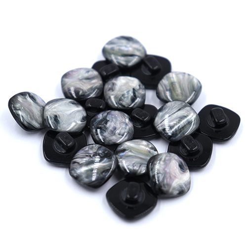 14349 Sullivans 13mm Rounded Edge Square Plastic Shank Button- Marble Effect - Multi Grey - 20 In A Tube