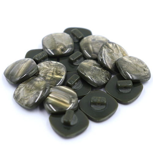 14357 Sullivans 15mm Rounded Edge Square Plastic Shank Button- Marble Effect - Sage - 17 In A Tube