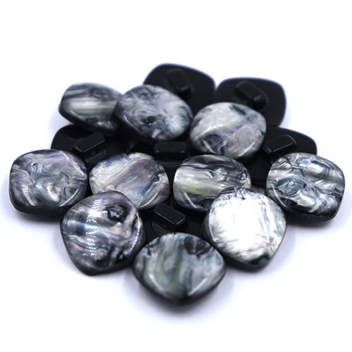 14359 Sullivans 15mm Rounded Edge Square Plastic Shank Button- Marble Effect - Multi Grey - 17 In A Tube