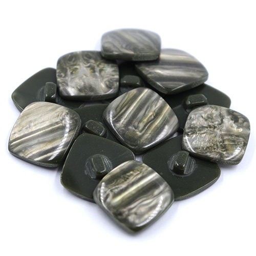 14367 Sullivans 19mm Rounded Edge Square Plastic Shank Button- Marble Effect - Sage - 14 In A Tube