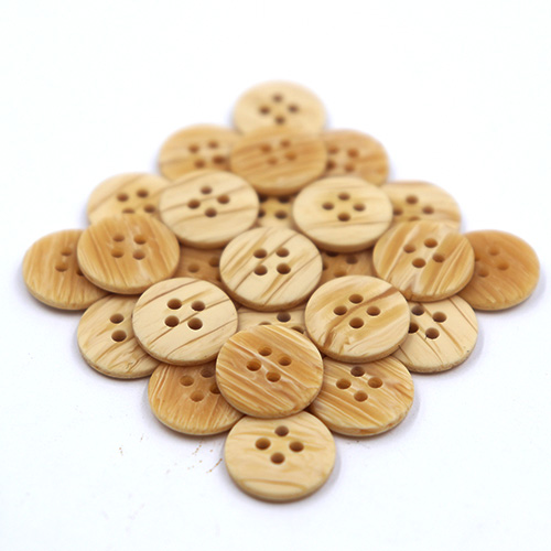 14451 Sullivans 13mm Round Plastic Button 4 Hole - Wood Effect - Cream - 64 In A Tube