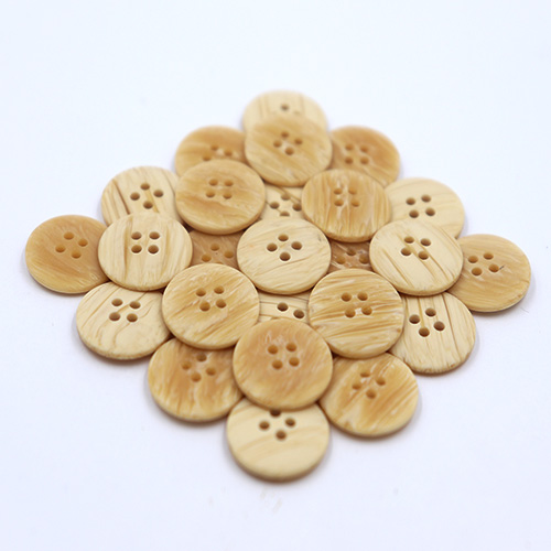 14453 Sullivans 18mm Round Plastic Button 4 Hole - Wood Effect - Cream - 40 In A Tube