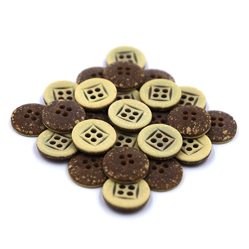 14455 Sullivans 15mm Two Tone Round Plastic Button - Cream/brown - 31 In A Tube