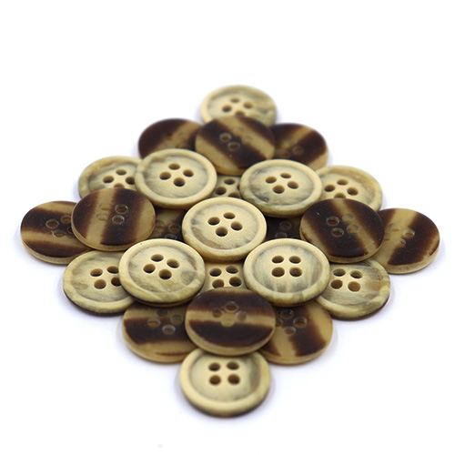 14464 Sullivans 15mm Two Tone Round Plastic Button 4 Hole - Cream/brown Wood Effect- 40 In A Tube