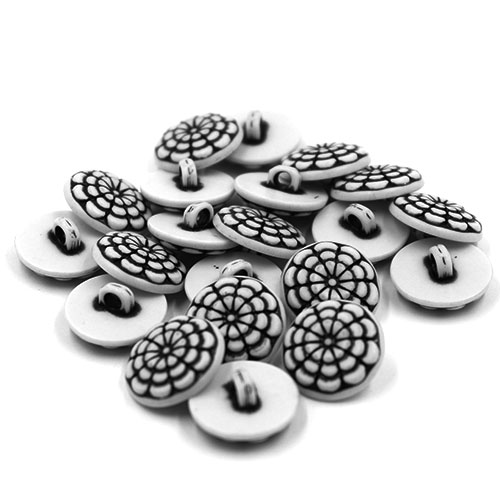 14475 Sullivans 20mm Round Plastic Shank Button - Cobweb Effect - White- 22 In A Tube