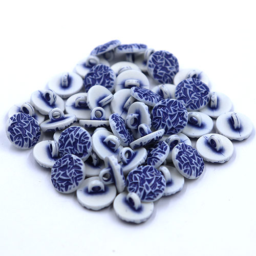 14476 Sullivans 15mm Round Plastic Shank Button - Royal Blue Patterned Effect- White - 46 In A Tube