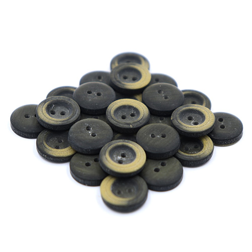 14544 Sullivans 15mm Two Tone Round Plastic Button 2 Hole - Caramel/khaki Wood Effect- 30 In A Tube