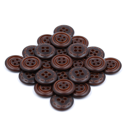 14623 Sullivans 15mm Round Plastic Button 4 Hole - Groove - Brown - 37 In A Tube