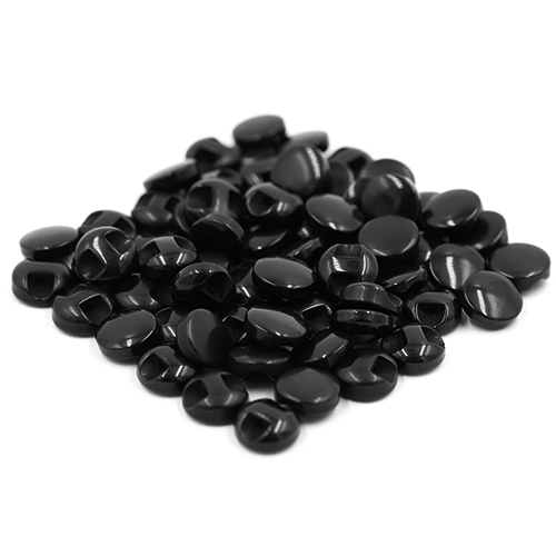 14654 Sullivans 10mm Round Plastic Button With Shank - Black - 65 In A Tube