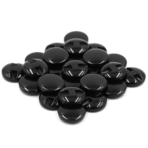 14742 Sullivans 18mm Round Plastic Button With Shank - Black - Bag Of 100