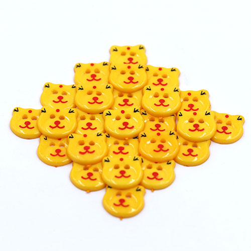 14767 Sullivans 20mm Kids Plastic Button - Two Eyed Yellow Cat - 35 In A Tube