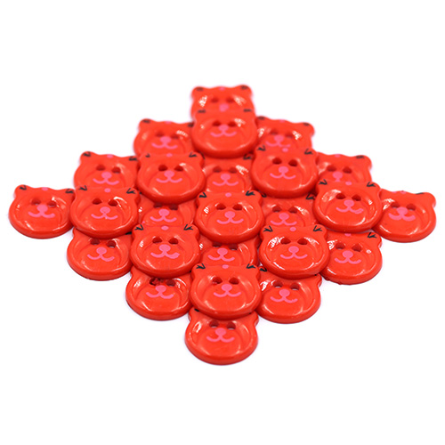 14768 Sullivans 20mm Kids Plastic Button - Two Eyed Red Cat - 35 In A Tube