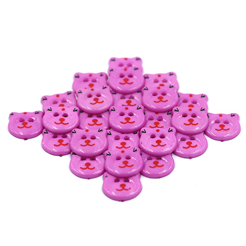 14770 Sullivans 20mm Kids Plastic Button - Two Eyed Lilac Cat - 35 In A Tube