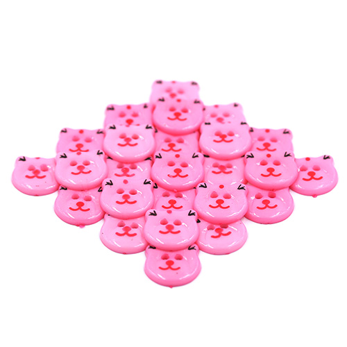 14772 Sullivans 20mm Kids Plastic Button - Two Eyed Pink Cat - 35 In A Tube