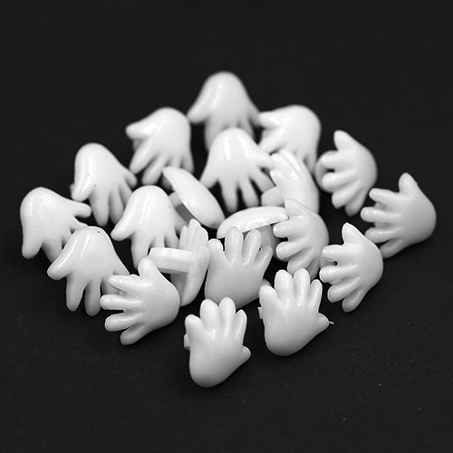 14785 Sullivans 15mm Kids Plastic Button With Shank - White Hand - 35 In A Tube