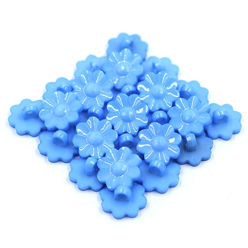14799 Sullivans 16mm Kids Plastic Button With Shank - Blue Flower - 35 In A Tube