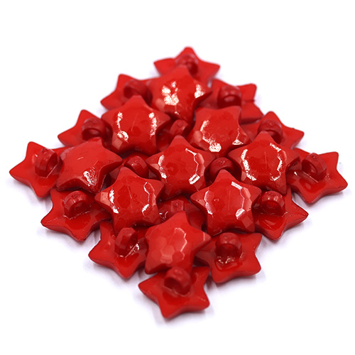 14804 Sullivans 15mm Kids Plastic Button With Shank - Red Star - 35 In A Tube
