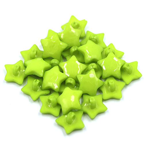 14805 Sullivans 15mm Kids Plastic Button With Shank - Lime Star - 35 In A Tube