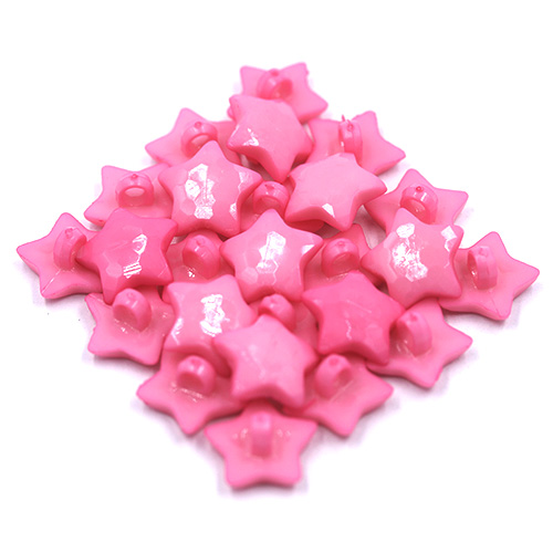 14806 Sullivans 15mm Kids Plastic Button With Shank - Pink Star - 35 In A Tube