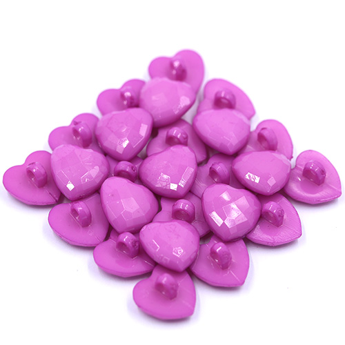 14821 Sullivans 15mm Kids Plastic Button With Shank - Lilac Heart - 35 In A Tube