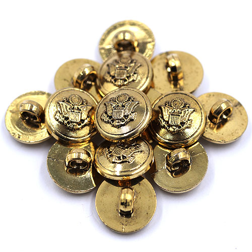 14838 Sullivans 15mm Round Plastic Button With Crest & Shank - Gold - 19 In A Tube