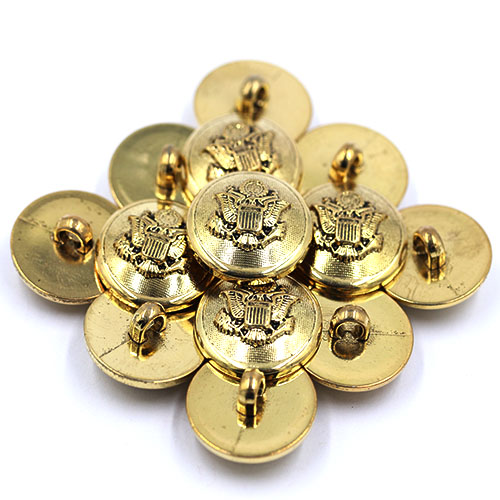 14840 Sullivans 21mm Round Plastic Button With Crest & Shank - Gold - 15 In A Tube