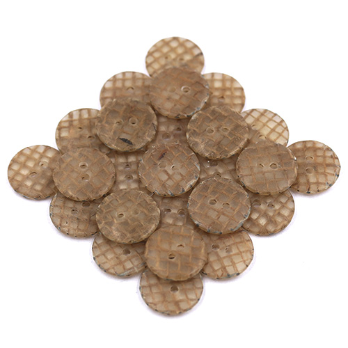 14859 Sullivans 15mm Round Plastic Button 2 Hole - Chequered Light Brown - 29 In A Tube 