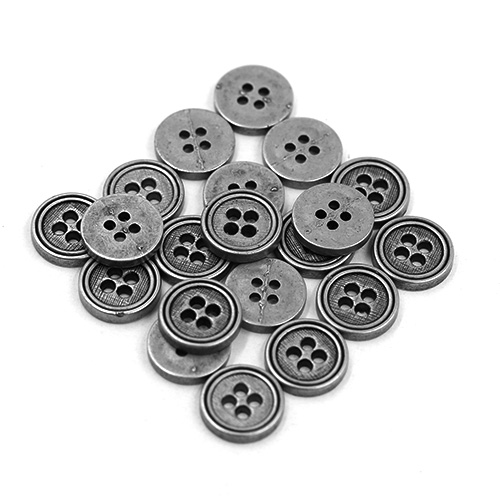 14861 Sullivans 13mm  Round Plastic Button 4 Hole - Silver - 20 In A Tube 