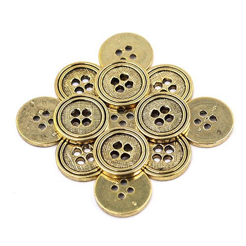 14862 Sullivans 15mm Round Plastic Button 4 Hole  - Gold - 19 In A Tube 