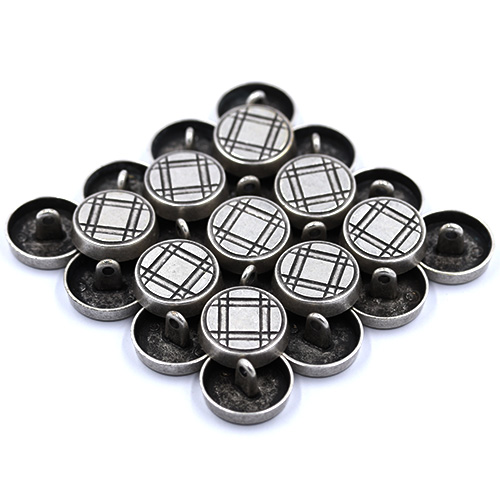 14871 Sullivans 23mm Round Metal Shank Button  - Silver With Black Lines - 17 In A Tube