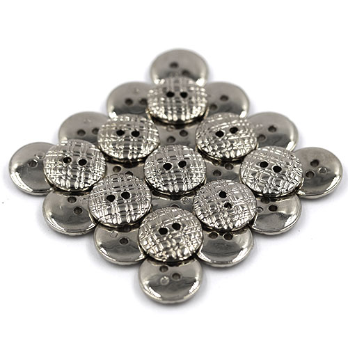 14878 Sullivans 13mm Round Plastic Button 2 Hole - Line Patterned - Silver - 20 In A Tube 