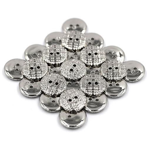 14880 Sullivans 15mm Round Plastic Button 2 Hole - Line Patterned - Silver - 19 In A Tube 