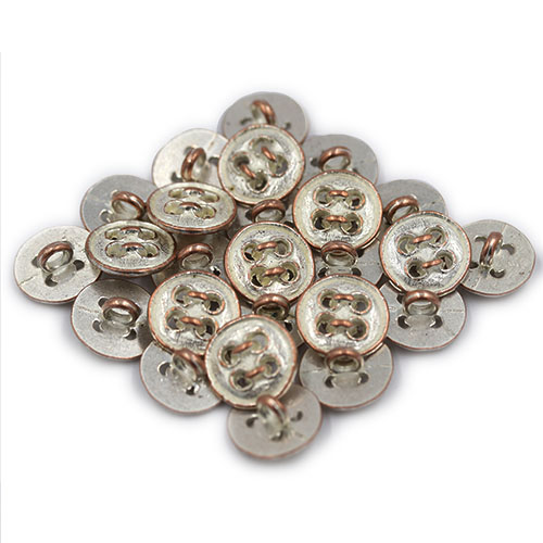 14882 Sullivans 15mm Round Metal Shank Button  - Silver Edged With Bronze - 23 In A Tube