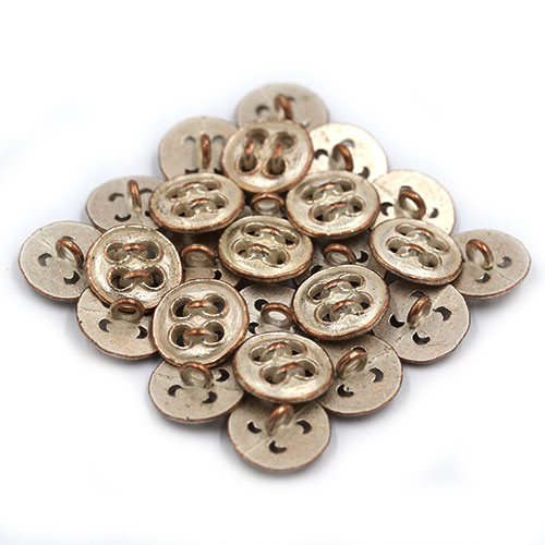 14883 Sullivans 18mm Round Metal Shank Button - Silver Edged With Bronze - 21 In A Tube