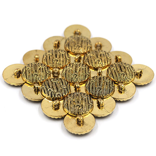 14906 Sullivans 25mm Round Plastic Shank Button With Knot Patterns - Gold - 16 In A Tube 
