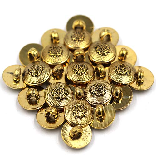 14912 Sullivans 13mm Round Plastic Shank Button With Crest - Gold - 32 In A Tube
