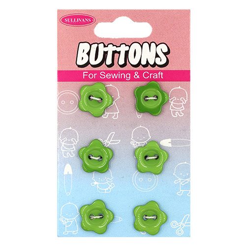 14926 Sullivans Buttons Card - Green Flower  - 6pcs