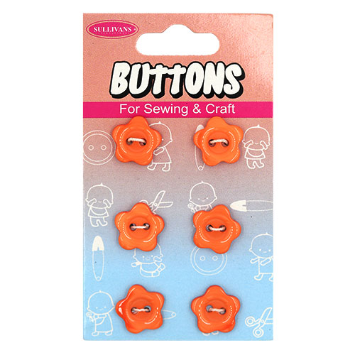 14928 Sullivans Buttons Card - Orange Flower  - 6pcs