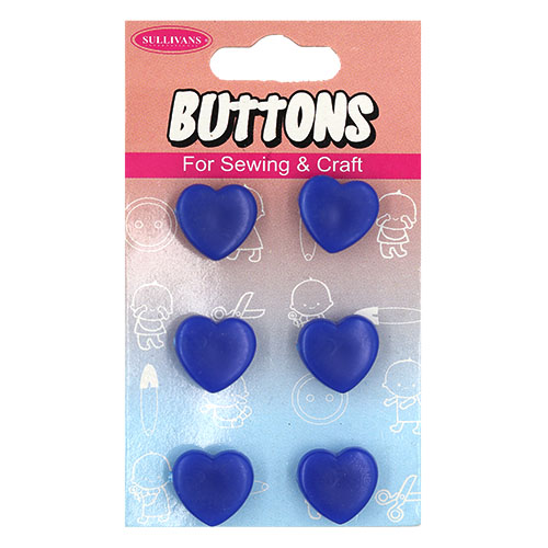 14932 Sullivans Buttons Card - Blue Heart  - 6pcs
