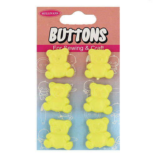 14955 Sullivans Buttons Card - Yellow Bears - 6pcs
